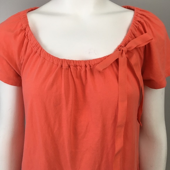 Joe Fresh Shirt Top Blouse T-Shirt Orange Bow Round Neck - Picture 2 of 8